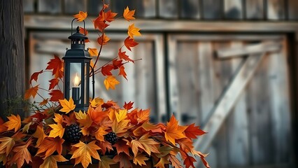 Halloween Jack-o'-Lantern With Candles and Festive Fall Decor