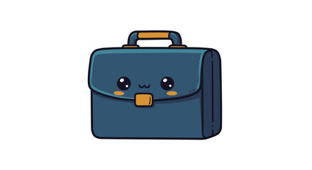 Cute Cartoon Briefcase with Kawaii Eyes for Business and Education.