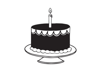 Birthday Cake Silhouette Vector Illustration with Candles and Celebration Design.
