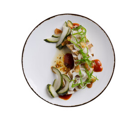 grilled tuna  breast with vegetables, tuna tataki nuvo