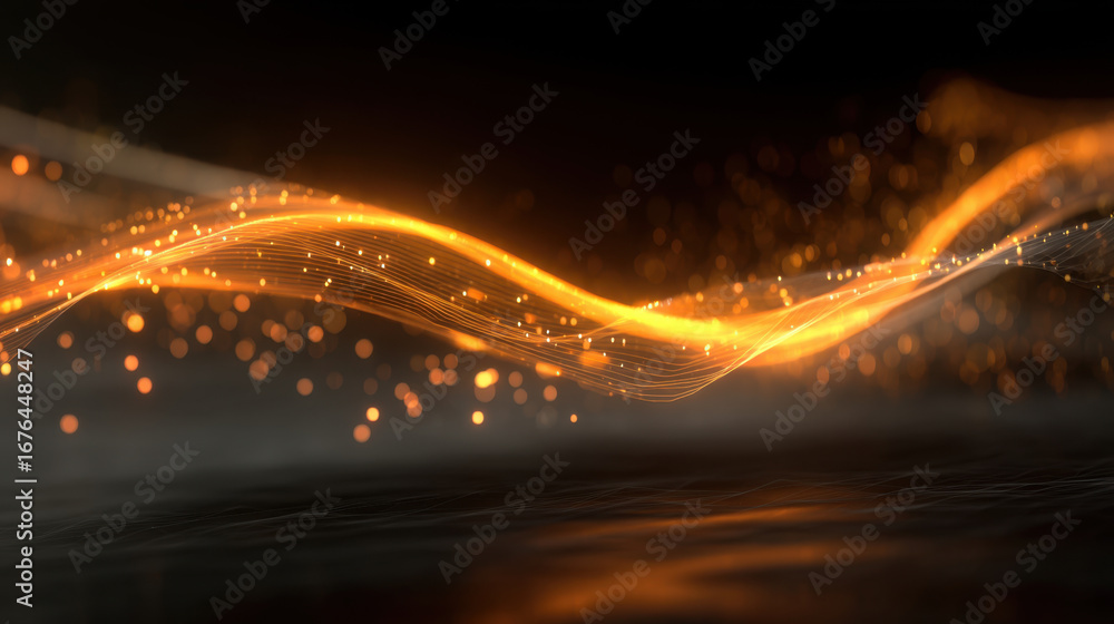 Aufkleber abstract light waves create mesmerizing flow of orange and gold hues, evoking sense of energy and mo