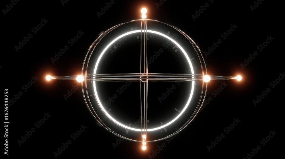 Aufkleber glowing circular design with intersecting lines and luminous points creates captivating visual effec