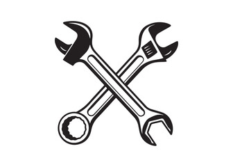 Double Open-End Wrench Icon Black Silhouette Vector Illustration Isolated.