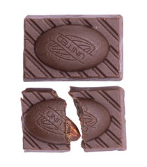 Top View of Dark Chocolate with Almond Filling