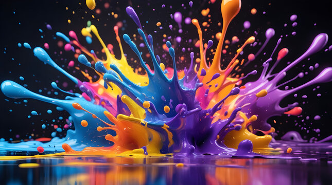 Color burst Symphony: Abstract Paint Explosion, Generative Ai