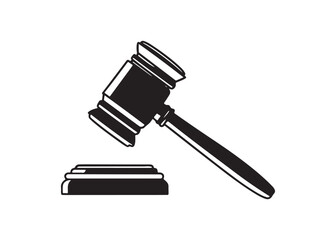 Law and Justice Judge Gavel Icon Black Vector Silhouette.