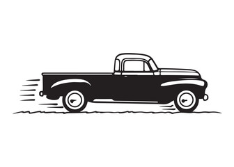 Classic Car Silhouette Vector Illustration, Vintage Automobile Design Isolated on White.