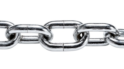 Metal chain links isolated on transparent background.