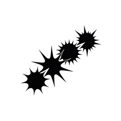 Abstract Starburst Design: Three Interlocking White Spiky Shapes on Black Background.