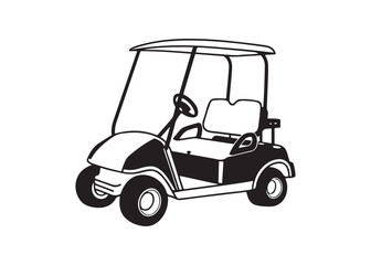 Fototapeta premium Golf Cart Vehicle Silhouette Vector Icon Isolated on White Background.