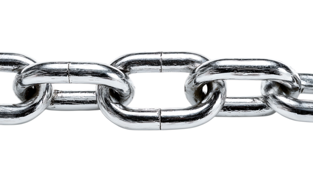 Metal chain links isolated on transparent background.