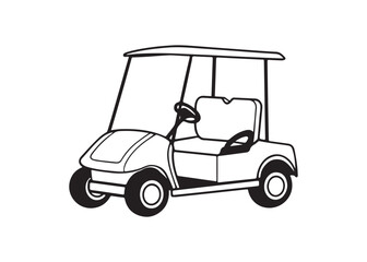Golf Car Silhouette Vector Illustration, Golf Cart Icon for Sports and Leisure.