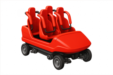 Red rollercoaster car isolated on transparent background