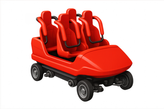 Red rollercoaster car isolated on transparent background
