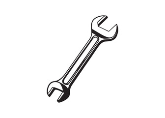 Double Open-End Wrench Icon Black Silhouette Vector Illustration Isolated.