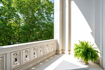 Modern house interior with garden and large windows