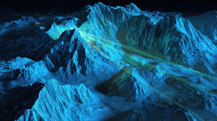 autonomous drone mapping mountainous lunar landscape with lidar beams technological progress visualization illustration concept scene visual for commercial design use high detail quality stock image