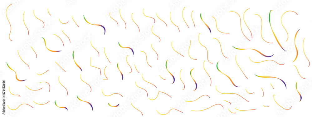 Poster Abstract Colorful Lines Pattern on a Minimalistic scattered small colorful elements swirling lines  organic shapes creating a dreamy and ethereal atmosphere White Background.