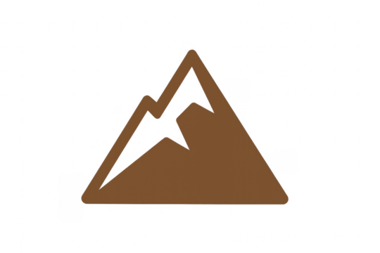 Brown mountain icon representing achievement and goals on transparent background
