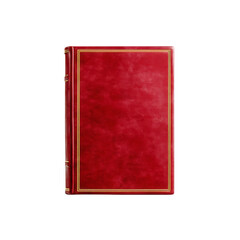 Luxurious Red Leather-Bound Book Cover with Gold Accents