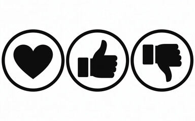Icons representing love, approval, and disapproval in a clean, modern design