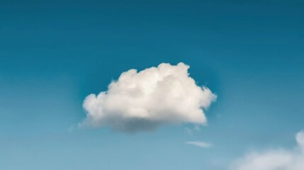 Fresh and Light Summer Vibe: Fluffy White Clouds Over Clear Blue Sky on Sunny Day