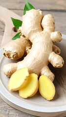 Ginger Root on Plate, Close-up Image