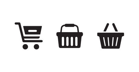 Shopping cart icon set, Shopping basket icon, Buy on market or supermarket, Vector illustration eps 10.