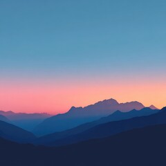 Fototapeta premium Blurry mountain range at sunrise