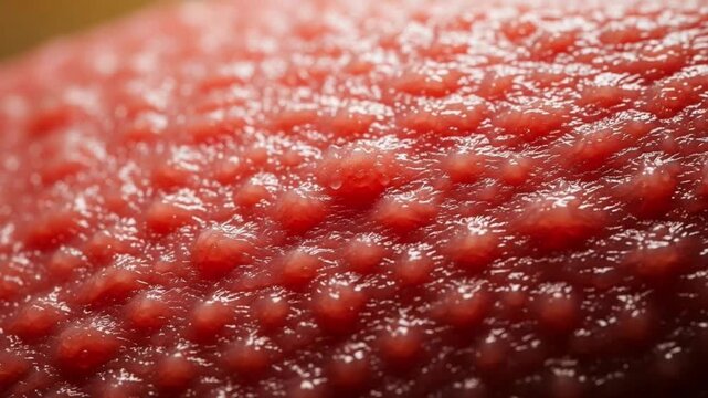 Detailed macro view of a human tongue with papillae surface texture