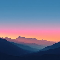 Mountain range at sunrise, soft colors