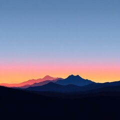 Silhouetted mountain range at sunrise