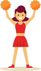 Cheerleader Icon with Pom-Poms