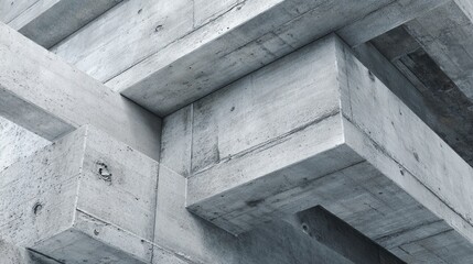 Concrete structure with geometric shapes and textures.