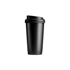 Matte Black Disposable Coffee Cup with Lid Mockup - Isolated on Black Background
