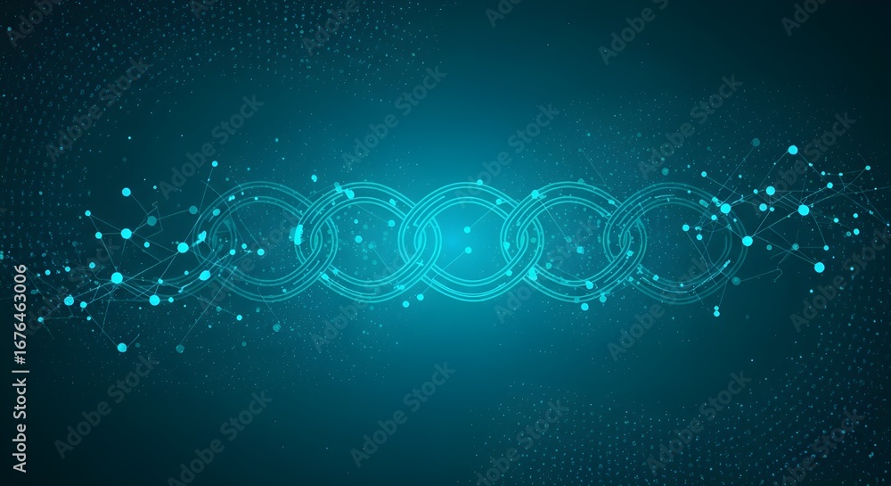 Aufkleber connected blockchain network concept on blue background
