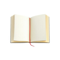 Open Notebook with Red Ribbon Bookmark - Blank Pages for Copy Space