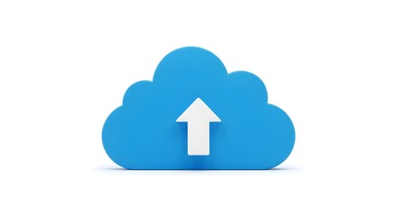 Cloud with up arrow for upload on white background