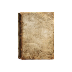 Antique Book Cover, Aged Leather Binding, Vintage Textured Paper, Isolated on White