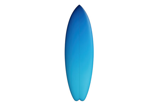 Blue surfboard isolated on transparent background representing surfing and water sports