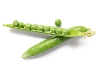 Green peas on white background