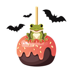 Adorable Mummy Chick Halloween Illustration Holding a Small Pumpkin, Ready for Trick-or-Treating Adventures