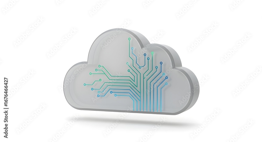 Poster cloud shape with circuit board design on white background