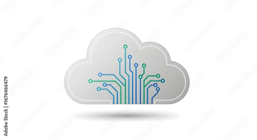 Aufkleber cloud computing with circuit board design on white background