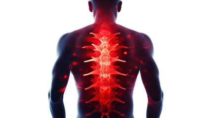 back pain in lower back x ray view on white background