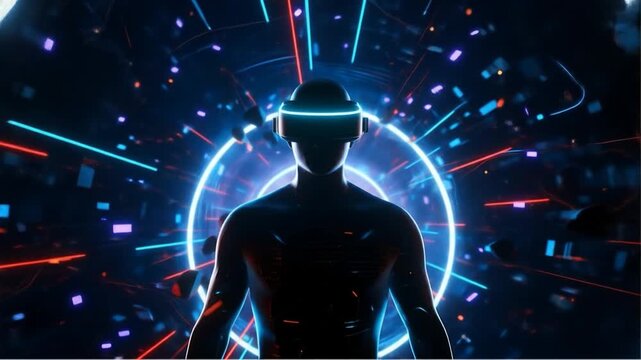 Futuristic Virtual Reality Headset Hologram