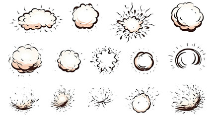 set doodle explosion effect on white background