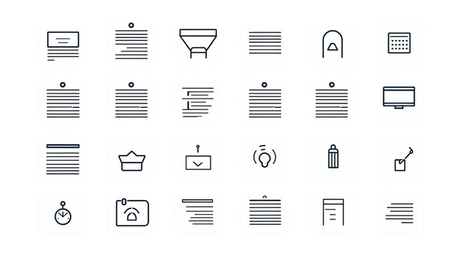 documents set of web icons in line style on white background