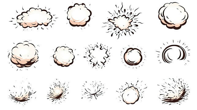 set doodle explosion effect on white background
