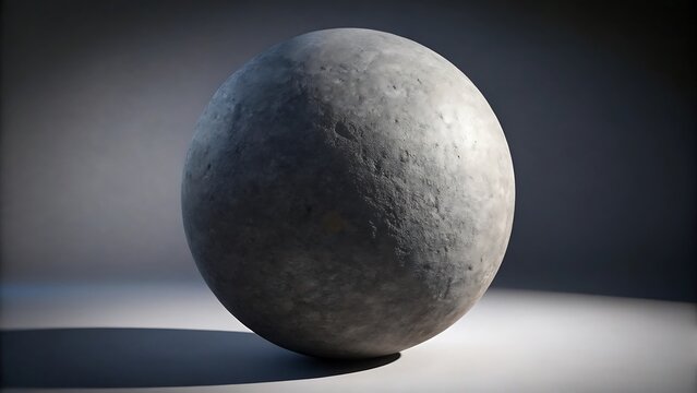 A textured gray sphere on a gray background